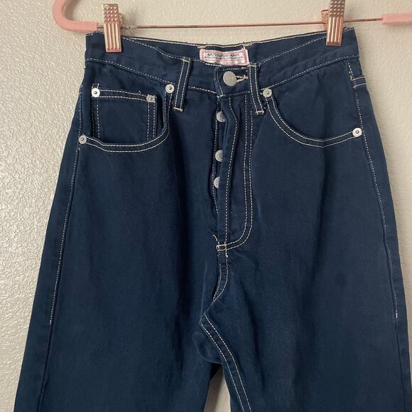 Vintage Guess Jeans Womens Size 26 Blue Denim Button Fly High Rise 90s Y2K Retro - Picture 4 of 13
